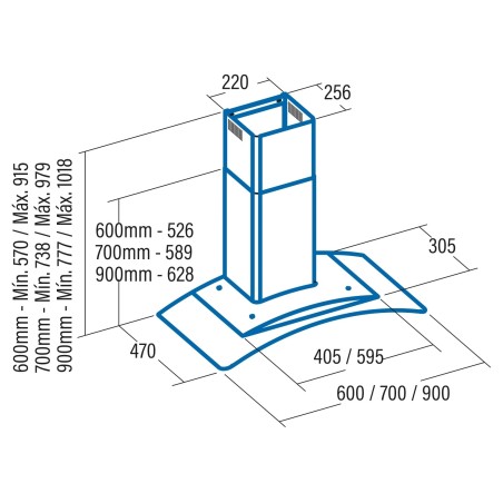 Odsávač pár Cata C Glass 600, Nerez / číre sklo