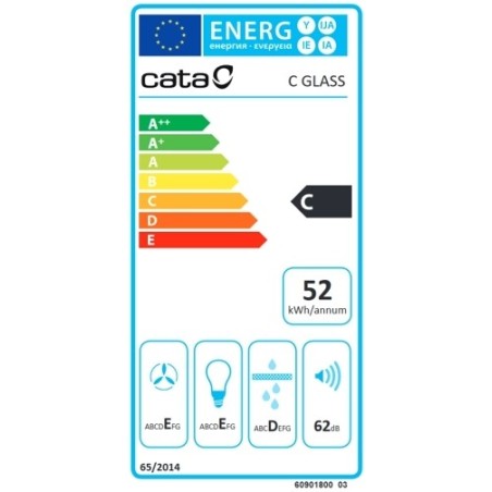 Odsávač pár Cata C Glass 600, Nerez / číre sklo