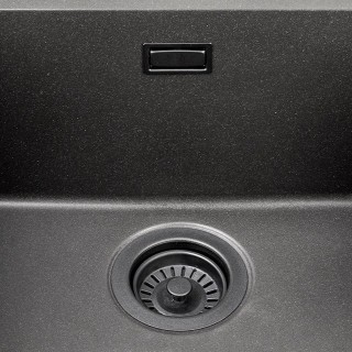 Úsporný sifón StrongSinks S3 523413, pre granitové drezy, čierny sitkový ventil