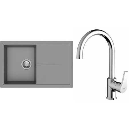 Set StrongSinks S3 (drez Labe 780 Sivá + batéria Rhona Chróm)