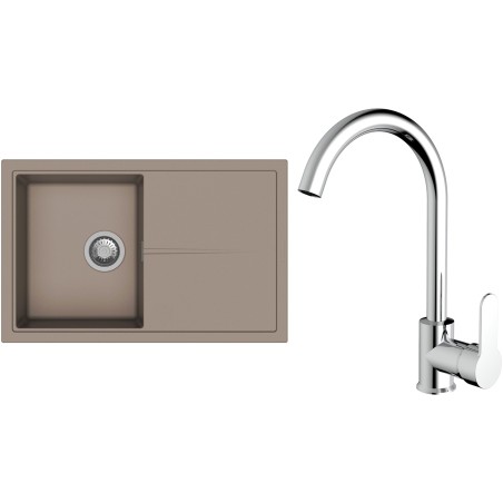 Set StrongSinks S3 (drez Labe 780 Béžová + batéria Seina Chróm)