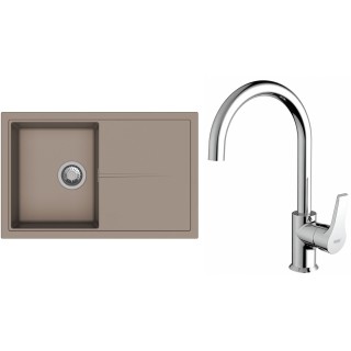Set StrongSinks S3 (drez Labe 780 Béžová + batéria Rhona Chróm)