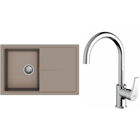 Set StrongSinks S3 (drez Labe 780 Béžová + batéria Rhona Chróm)