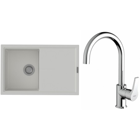 Set StrongSinks S3 (drez Labe 780 Biela + batéria Rhona Chróm)