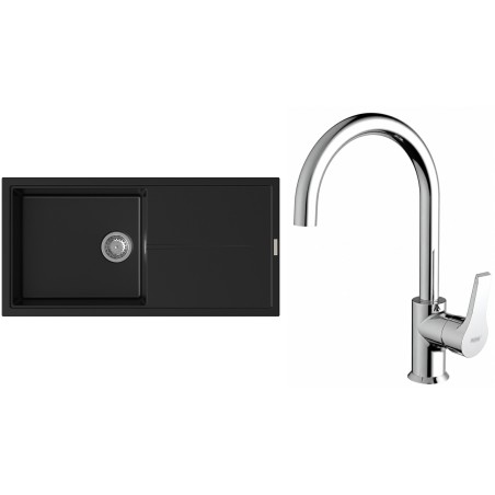 Set StrongSinks S3 (drez Labe 1000 Čierna + batéria Rhona Chróm)
