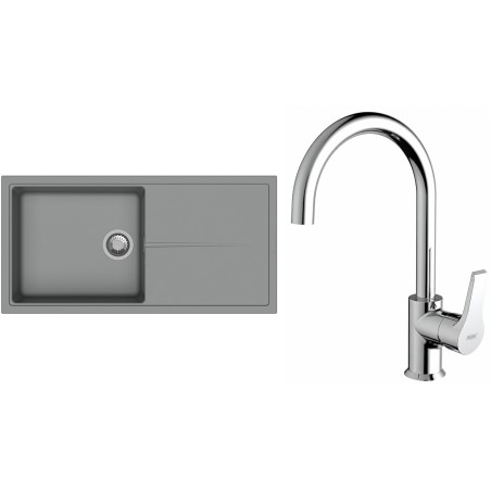 Set StrongSinks S3 (drez Labe 1000 Sivá + batéria Rhona Chróm)