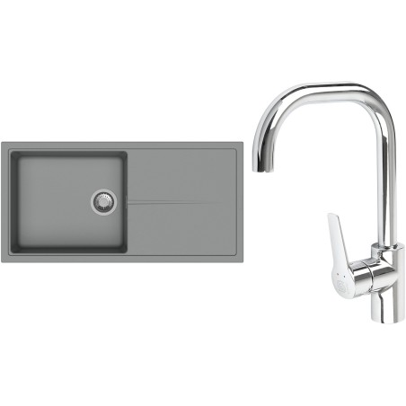 Set StrongSinks S3 (drez Labe 1000 Sivá + batéria Garonne Chróm)