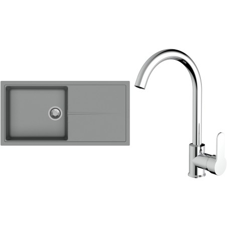 Set StrongSinks S3 (drez Labe 1000 Sivá + batéria Seina Chróm)