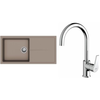 Set StrongSinks S3 (drez Labe 1000 Béžová + batéria Rhona Chróm)
