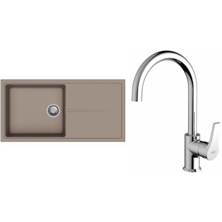 Set StrongSinks S3 (drez Labe 1000 Béžová + batéria Rhona Chróm)