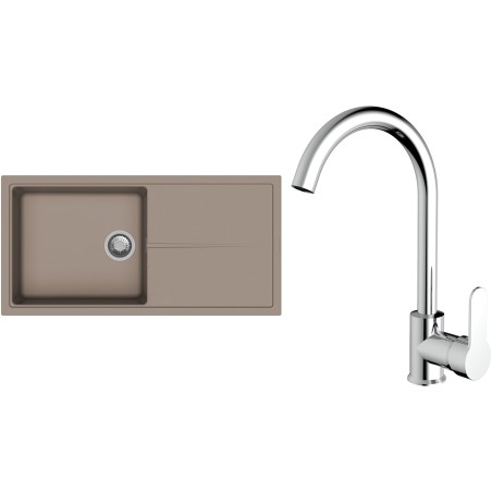 Set StrongSinks S3 (drez Labe 1000 Béžová + batéria Seina Chróm)