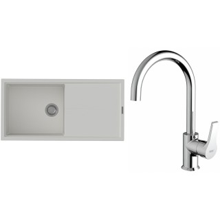 Set StrongSinks S3 (drez Labe 1000 Biela + batéria Rhona Chróm)
