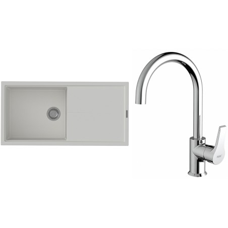 Set StrongSinks S3 (drez Labe 1000 Biela + batéria Rhona Chróm)