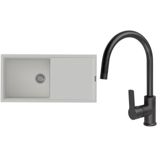 Set StrongSinks S3 (drez Labe 1000 Biela + batéria Loira Čierna matná)