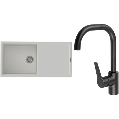 Set StrongSinks S3 (drez Labe 1000 Biela + batéria Garonne Čierna matná)