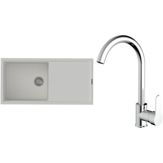 Set StrongSinks S3 (drez Labe 1000 Biela + batéria Seina Chróm)
