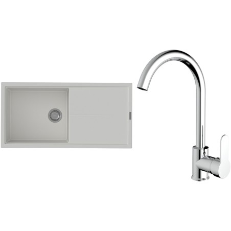 Set StrongSinks S3 (drez Labe 1000 Biela + batéria Seina Chróm)