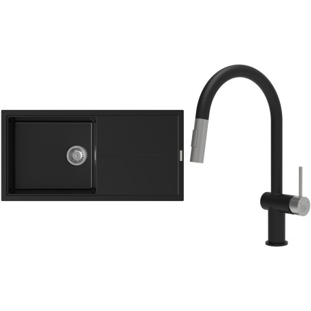 Set StrongSinks S3 (drez Labe 1000 Čierna + batéria Neris Čierna matná, nerezová koncovka)
