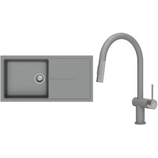 Set StrongSinks S3 (drez Labe 1000 Sivá + batéria Neris Sivá, nerezová koncovka)