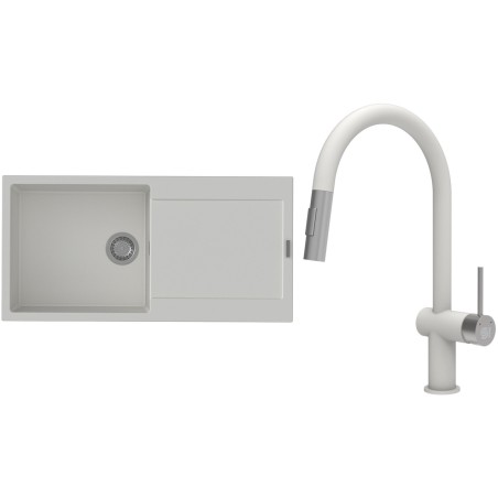 Set StrongSinks S3 (drez Zala 1000 Biela + batéria Neris Biela, nerezová koncovka)