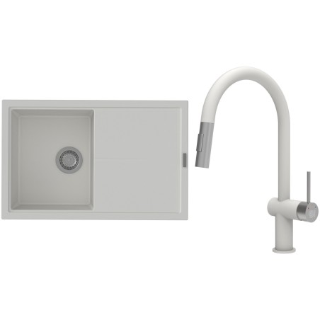 Set StrongSinks S3 (drez Labe 780 Biela + batéria Neris Biela, nerezová koncovka)