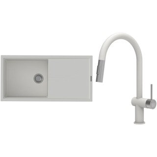 Set StrongSinks S3 (drez Labe 1000 Biela + batéria Neris Biela, nerezová koncovka)