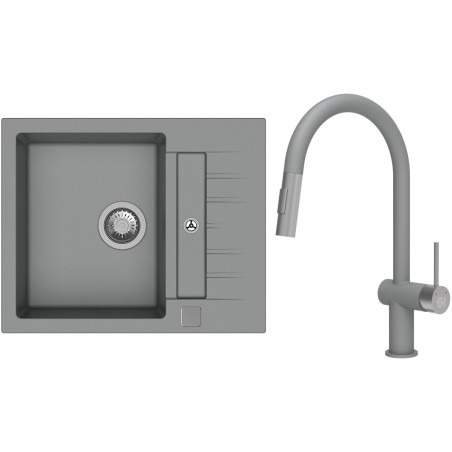 Set StrongSinks S3 (drez Vardar 615 Sivá + batéria Neris Sivá, nerezová koncovka)
