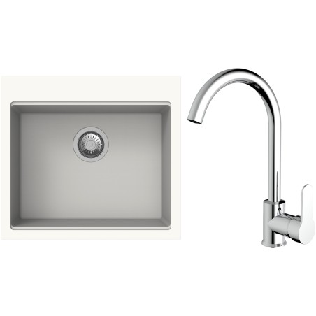 Set StrongSinks S3 (drez Ipel 560 Biela + batéria Seina Chróm)