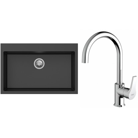Set StrongSinks S3 (drez Ipel 780 Čierna + batéria Rhona Chróm)