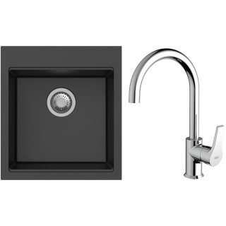 Set StrongSinks S3 (drez Ipel 460 Čierna + batéria Rhona Chróm)