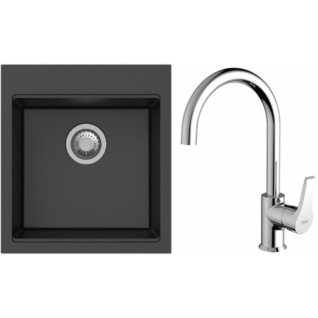 Set StrongSinks S3 (drez Ipel 460 Čierna + batéria Rhona Chróm)