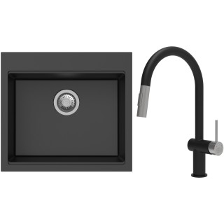 Set StrongSinks S3 (drez Ipel 560 Čierna + batéria Neris Čierna matná, nerezová koncovka)