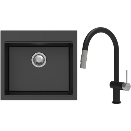Set StrongSinks S3 (drez Ipel 560 Čierna + batéria Neris Čierna matná, nerezová koncovka)