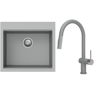 Set StrongSinks S3 (drez Ipel 560 Sivá + batéria Neris Sivá, nerezová koncovka)