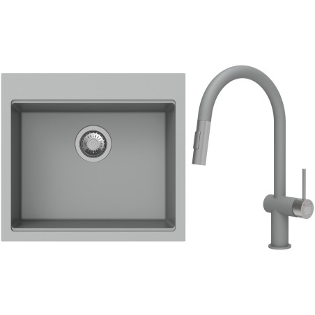 Set StrongSinks S3 (drez Ipel 560 Sivá + batéria Neris Sivá, nerezová koncovka)
