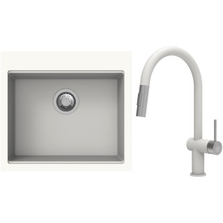Set StrongSinks S3 (drez Ipel 560 Biela + batéria Neris Biela, nerezová koncovka)