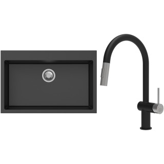 Set StrongSinks S3 (drez Ipel 780 Čierna + batéria Neris Čierna matná, nerezová koncovka)