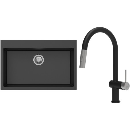 Set StrongSinks S3 (drez Ipel 780 Čierna + batéria Neris Čierna matná, nerezová koncovka)