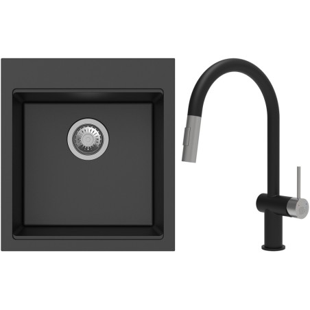 Set StrongSinks S3 (drez Ipel 460 Čierna + batéria Neris Čierna matná, nerezová koncovka)