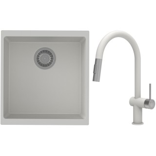 Set StrongSinks S3 (drez Hron 430 Biela + batéria Neris Biela, nerezová koncovka)