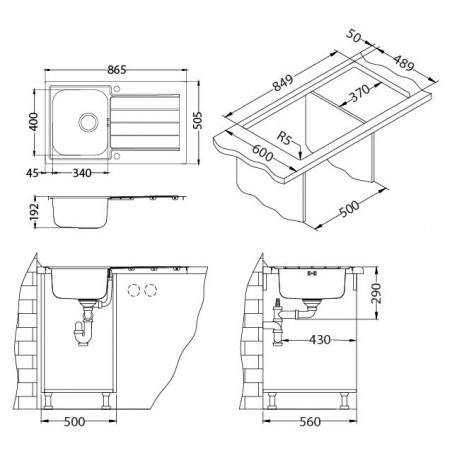 Kuchyňský dřez Alveus Line 20 Maxim Satin, pro montáž do roviny