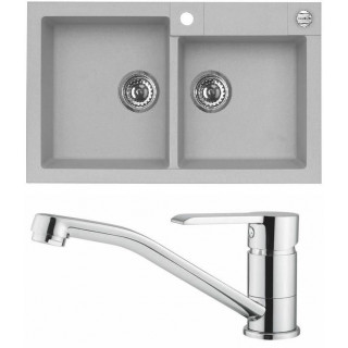 Set Alveus (dřez Rock 90 Beton 81 + baterie Ruta Chrom)