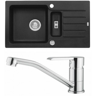 Set Alveus (dřez Niagara 70 Black 91 + baterie Ruta Chrom)