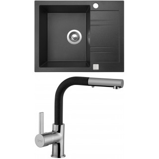 Set Sinks (dřez Linea 600 XC Granblack 30 + baterie Enigma S Granblack 30)