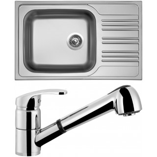 Set Sinks (dřez Star 780 XXL 0,7 mm, matný + baterie Legenda S Chrom - lesklý)