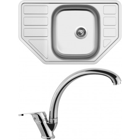 Set Sinks (dřez Corno 770 0,6 mm, matný + baterie Evera Chrom)