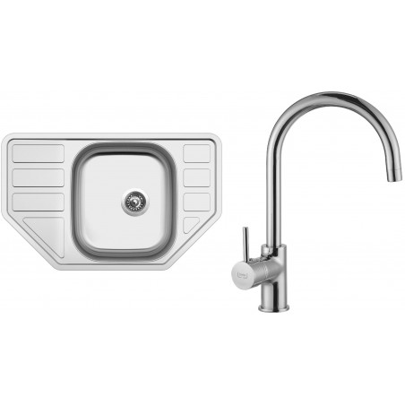 Set Sinks (dřez Corno 770 0,6 mm, matný + baterie Vitalia Chrom)